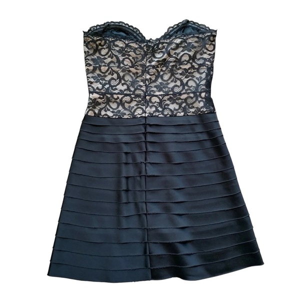 BCBG MaxAzria Lace Bustier Tiered Strapless Cocktail Evening Dress Black Size 2 - Picture 2 of 6